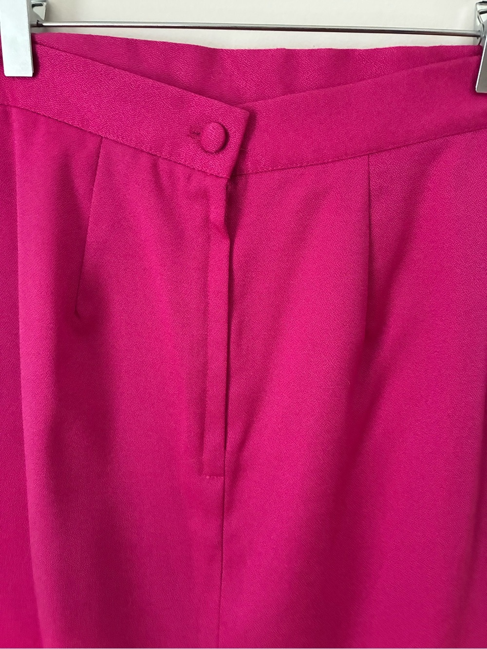 Vintage Fuscia Halston Wool Studded Jacket w/ Matching Skirt Size 8 Made in USA - Picture 7 of 9